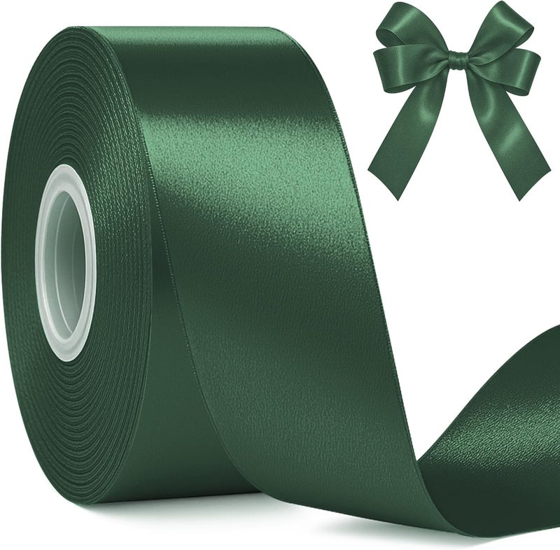 Fullive Ribbon for Gift Wrapping, 1 1/2 Inch 30 Yards Dark Green Ribbon, Polyester Ribbons for Flower Bouquet for St. Patrick's Day Christmas Decorations DIY Bows Wrapping Bouquet Floral Arrangements - Image 1